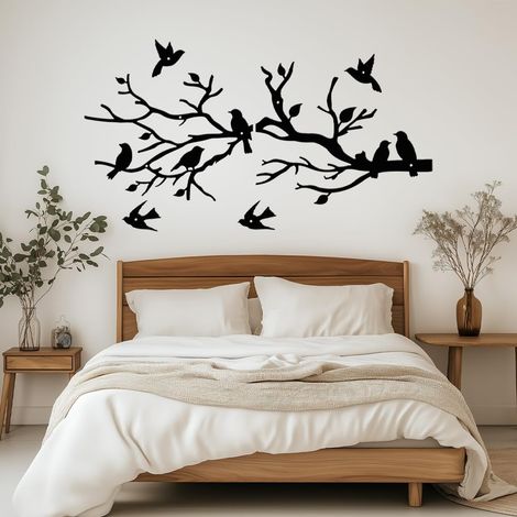 Decoration Murale Metal avec Oiseaux, 78×30 cm Sculpture Murale Ronde en Métal 3D, Ornement Mural Moderne, Oiseaux Decoratifs pour Maison, Salon, Cuisine, Chambre, Couloir (1/5)