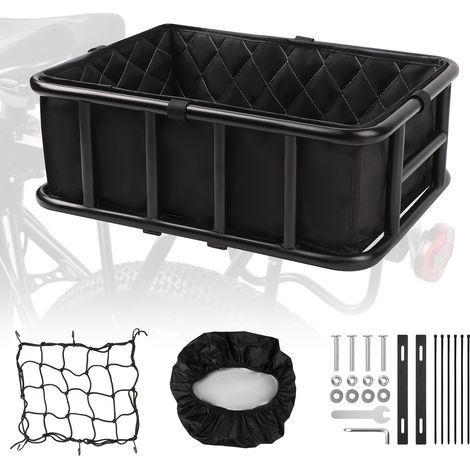 Panier de vélo arrière, Gepäckträgerkorb School, Fahrradkorb, Tragkraft 45 kg, Compatible avec la Plupart Porte-Bagage Arrière Vélo (1/5)