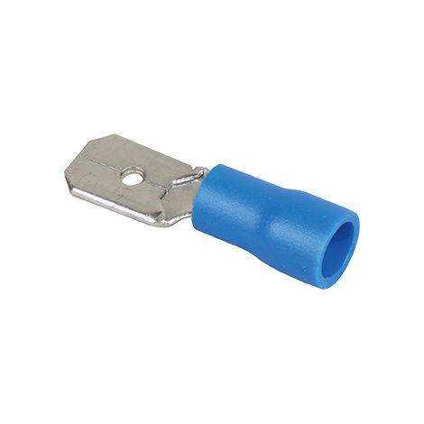 Boite de 50 cosses mâles plates pour languette 6,35x0,8mm 1,5 à 2,5mm² - Bleu