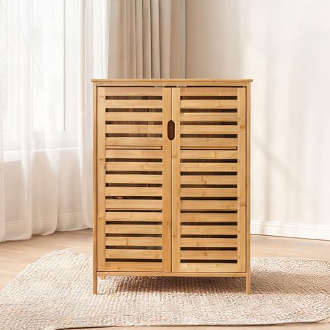 Armoire de rangement bois naturel en bambou 68 x 32 x 86 cm (1/5)