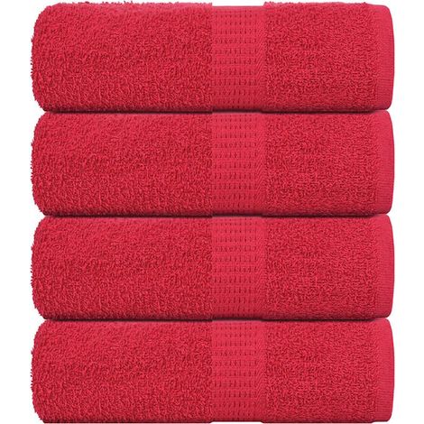 Gants de toilette FROGN, lot de 4, rouges, 30 x 30 cm, 360 g/m² (1/5)
