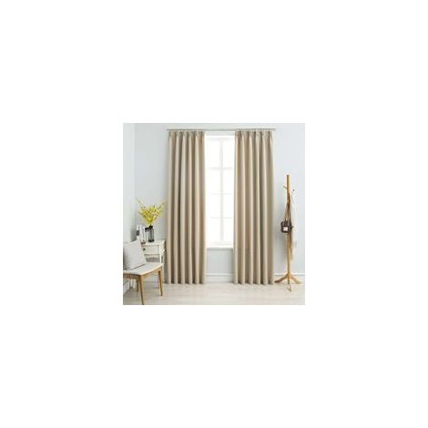 Verdunkelungsvorhänge mit Haken, 2 Stück, beige, 140 x 175 cm - Crezuo