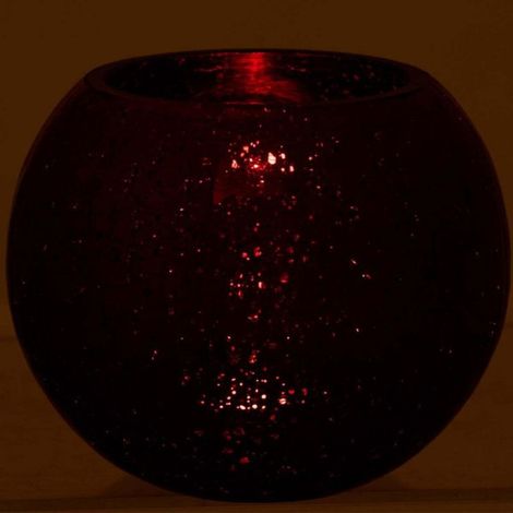 Photophore en Verre "Boule Craquelée" 20cm Rouge (1/3)