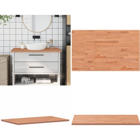 Comptoir de salle de bain 100x60x2,5 cm bois massif de hêtre - Plan De Travail Salle De Bain - Comptoir Salle De Bain - Comptoir Bois - Meubles Salle De Bain - Meuble En Bois - Home & Living (1/5)