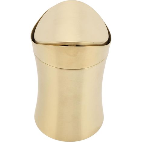 Elegant 304 Stainless Steel Trash Can with Lid for Office Countertop or Compact Bathroom Waste Bin for Home and Office (1/5)