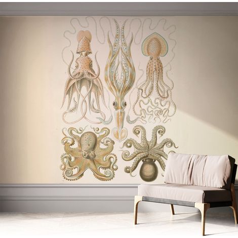Papier peint adhésif avec colle pour décoration moderne de salon chambre à coucher cuisine et bureau Facile Vie marine 312x219 cm (1/5)