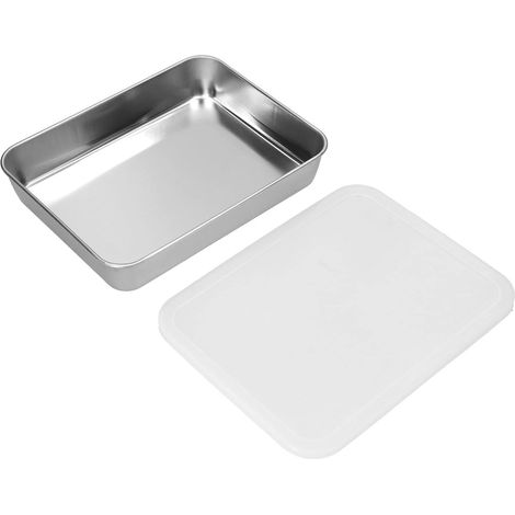 Backblech aus Edelstahl, flaches und tiefes Antihaft-Backblech mit 5 cm hohem Rand und PP-Deckel für den Backofen, Box (1/5)