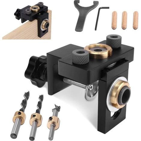 Gabarit De Percage, Gabarit De Trou De Poche, Localisateur De Perforateur, Kit De Perforateur 8/10/15 mm, Gabarits pour outils électriques, Gabarit De Goujon 3-En-1 Avec Clip De Posit (1/4)