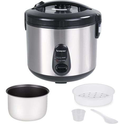 BEPER P101VAP020 Vaporé Max Cuociriso 1800g, Antiaderente, Funzione Mantieni Caldo, Cottura a Vapore, Acciaio Inox, Accessori Inclusi, BPA Free (1/5)