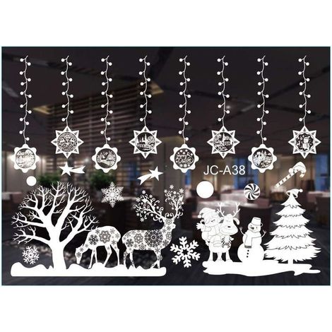 Weihnachtsmann-Aufkleber, Weihnachtsfensteraufkleber, DIY-Weihnachtsfensterdekorationsaufkleber, DIY-Fensterdekorationsaufkleber, Weihnachtsfensteraufkleber (weiß, A38) (1/4)