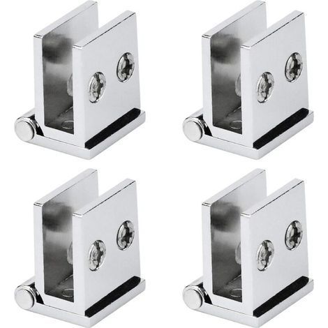 Set of 4 Hinges for Glass Door, Opening Angle 0° Clamping Hinges for Kitchen Furniture, Showcase, Shower, for Glass Thickness of 5 mm (1/4)