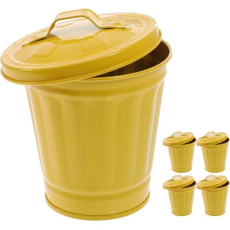 5er-Set verzinkte Eisenbehälter mit gelbem Deckel (1/5)