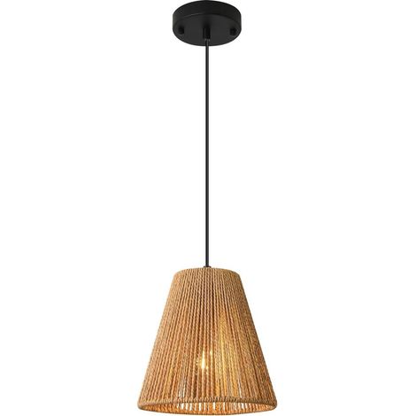 Lampadario a Sospensione Vintage in Corda di canapa e Attacco per lampade E27 (1/5)