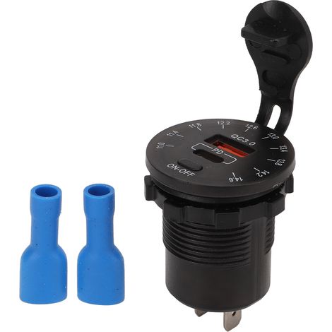 Chargeur Voiture QC3.0 PD 2 Ports Rapide Multicolore Étanche Universel 12-24V pour Auto Moto Bateau Yacht (1/5)