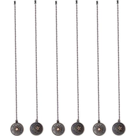 Juego de 6 cadenas para ventilador de techo con diseño de sol y luna. (1/4)