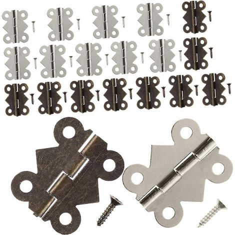 Veemoon Lot de 20 charnières papillon style antique pour porte en fer, idéales pour les bijoux. (1/5)