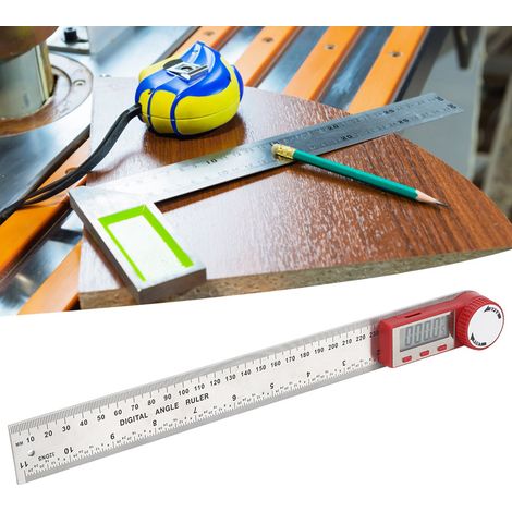 Règle numérique électronique en acier inoxydable, outil de mesure à 360 degrés pour la mesure d'angles et de longueurs (0-300 mm). (1/5)
