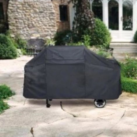 1 Housse de protection barbecue, imperméable polyester, avec cordon de serrage, pour grill gaz électrique rectangulaire (1/3)