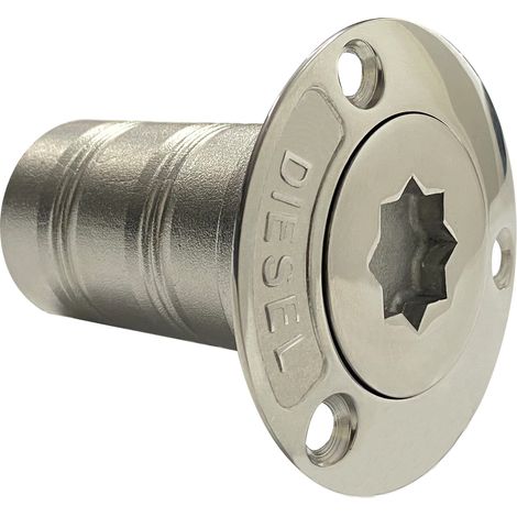 Neuer 38-mm-Tankdeckel/Wassereinlassdeckel in Pflaumenblütenform – Schiffsbeschläge und Yachtzubehör – 38 mm DIESEL – Edelstahl (1/4)