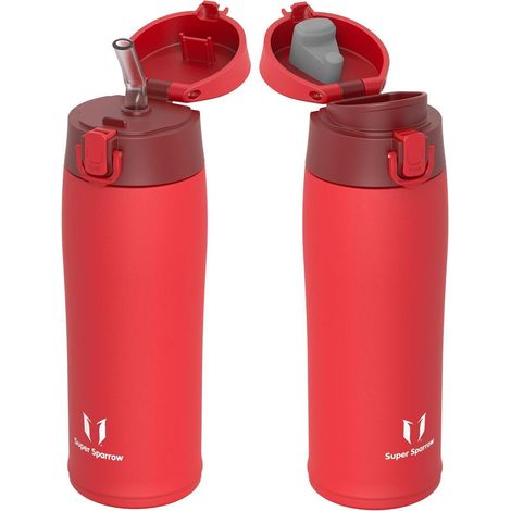 Trinkflasche Edelstahl Thermobecher BPAfrei 750ml 500 ml M- Ziegelrot (1/5)