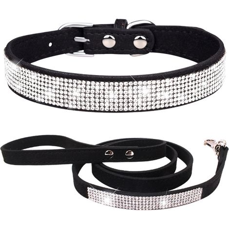 Ensemble collier et laisse pour chien avec strass scintillants, taille XL (1/3)