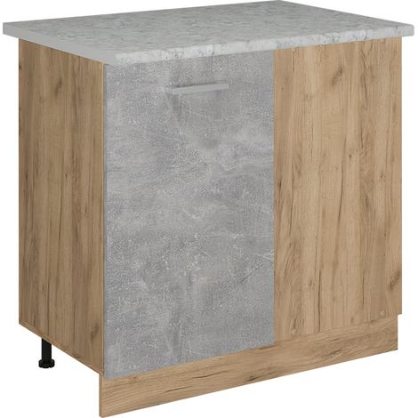 Mobile ad angolo cucina R-Line, Calcestruzzo, 86 cm PL Marmo, Vicco
