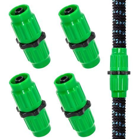 Kit de réparation de tuyaux d'arrosage extensibles. 4 ensembles. connecteurs mâles et femelles à double canal. compatibles avec les tuyaux de poche (1/5)