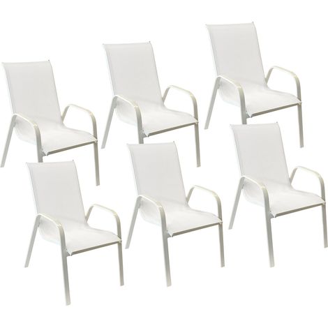 Set di 6 sedie MARBELLA in textilene bianco - alluminio bianco