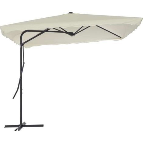 TRADE SHOP - Ombrellone Quadrato Da Esterno Giardino Palo Decentrato Con Base Beige 2.5 X 2.5mt 425004 - (1/5)