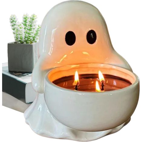Porte-bougie fantôme pour tealights centre de table en résine, décoration petit porte-bougie fantôme cartoon mignon Halloween pour Table Étagère Bureau Maison Hantée Fête Banquets Che (1/5)