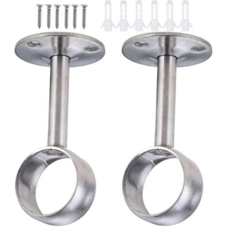 32mm Supports de tringles à rideaux, Support de Bride de Douille en acier inoxydable, Accrocher le tige de penderie robuste avec vis, pour salle de bain, cuisine, armoire