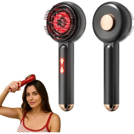 Brosse électrique massage cuir chevelu applicateur huile capillaire 3 modes lumière rouge 660 nm massage 360° soin cheveux cuir chevelu (1/5)