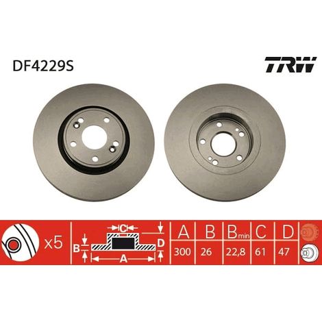 DISQUE DE FREIN AVANT DF4229S TRW