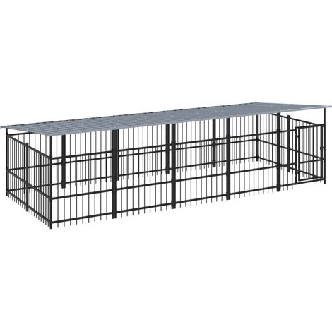Maison Exclusive - Chenil d'extérieur avec toit pour chiens Acier 9,38 m²