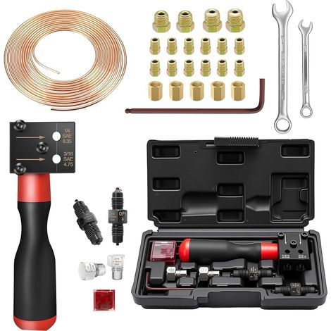 Universel kit d'évasement pour conduites de frein SAE, avec 7,62 m Ø4,75 mm conduites de frein de voiture + clé à cliquet 17 mm pour conduites de frein ou conduites hydrauliques Utilisé (1/5)