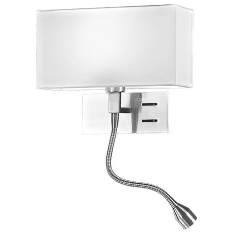 Para Hotel Applique cromo spazzolato paralume tessuto bianco attacco E14 più LED flessibile verso sinistra 1W 90LM 3000K (1/3)