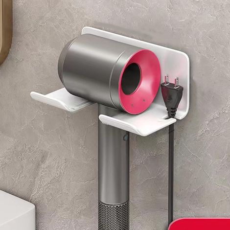 CSPARKV Hair Dryer Holder, Wall Mounted Hair Dryer Holder, Hair Dryer Holder, No Drilling Hair Dryer Holder, Hair Dryer and Straightener Holder, Fits Most Hair Dryers (White) (1/4)