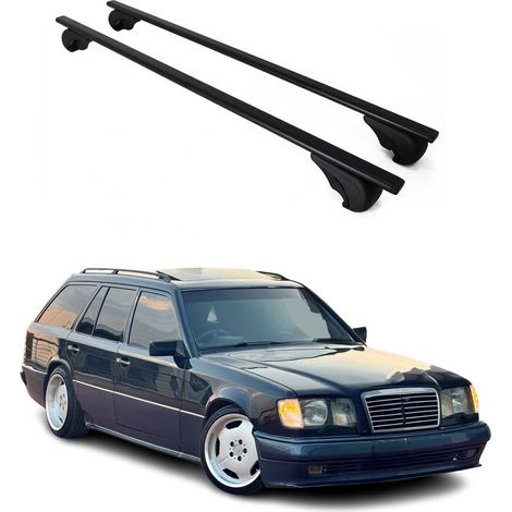 OMAC Dachträger Querträger für Mercedes E Klasse S124 Kombi 1985-1996 – Abschließbar – Max. 75 kg – 2 Stangen Stahl Schwarz (1/5)