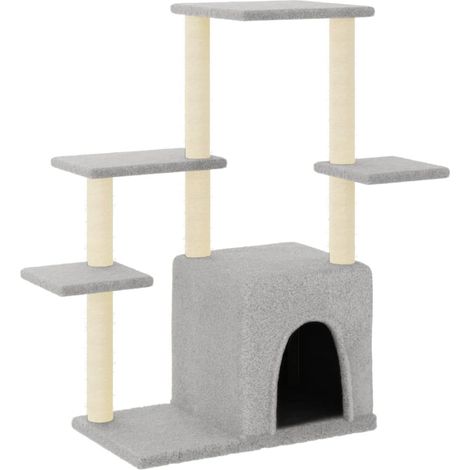 Cat Tree with Sisal Scratching Posts Light Grey 97.5 cm vidaXL