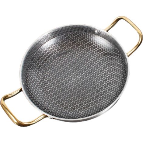 Wabenförmige Bratpfanne aus Edelstahl mit ergonomischem, kratzfestem Griff. (1/5)