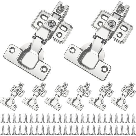 Charnière Intérieure Porte Placard 110°, 8 Soft Close Charnieres avec Amortisseur avec 48 Vis Pour Placards Armoire et Meuble (1/5)