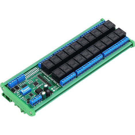 Module RS485 20 relais multifonctions, carte 20 sorties DO 2 entrées DI 2 entrées AI, extension PLC IO sur rail DIN, modèle R4D6F20 avec rail, alimentation 12V, boîtier renforcé (1/5)