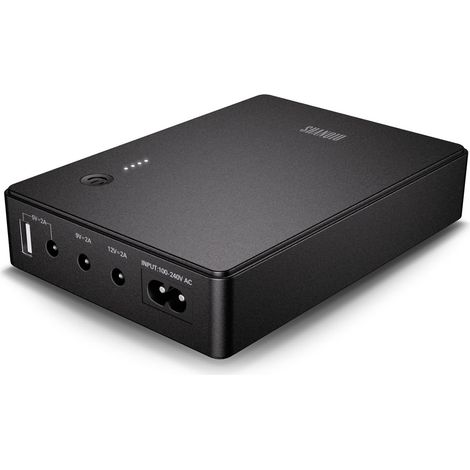Mini UPS Onduleur pour Router, Modem, Caméra de Sécurité, Entrée AC Sortie 5V USB 5V 9V 12V DC 2A (37Wh) (1/5)