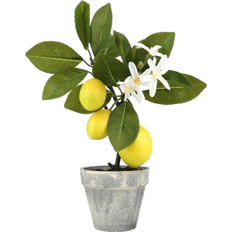 (2 par paquet) (emballé sous bulles) Bonsaï artificiel citronnier en pot pour la décoration de restaurants (1/5)