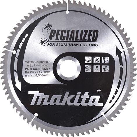 Makita B-33277 Specialized Lama TCT per seghe circolari 235x30 mm per alluminio