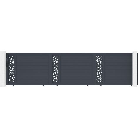 Portail coulissant 6m SUNNY H.140 aluminium gris (1/5)