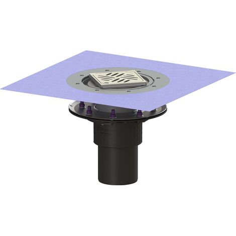 Siphon de sol Ecoguss Pressfl. DN 100, vertical, Variofix, grille design