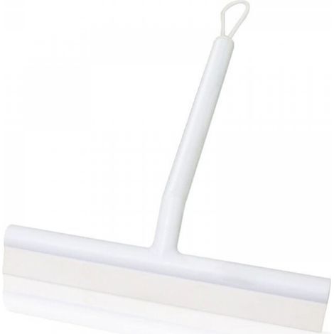 Raclette de douche en silicone avec crochet (blanc) Essuie-glace anti-rayures pour verre, plastique, carrelage de salle de bain – Brosse double face et design de rebord (1/5)