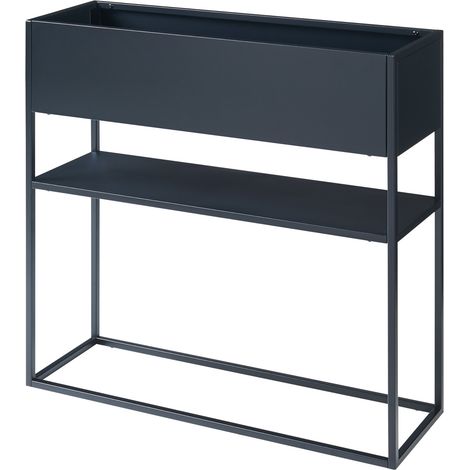 Supporto per piante da esterno supporto rialzato con ripiano 80 x 80 x 25 cm nero 030010364