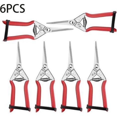 Lot de 6 cisailles multifonctions pour jardin – Lames métalliques tranchantes, poignées ergonomiques antidérapantes, taille fruits et légumes (1/5)
